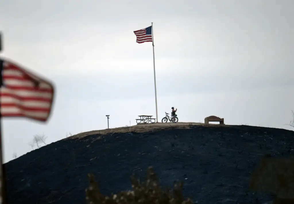 The American flag on San Juan Capistrano’s Flag Hill survived...