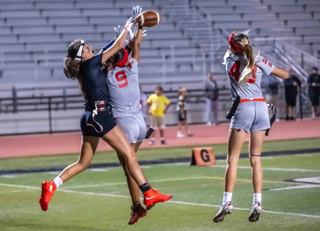 Mater Dei safety Isabella Lira (9) breaks up an extra...