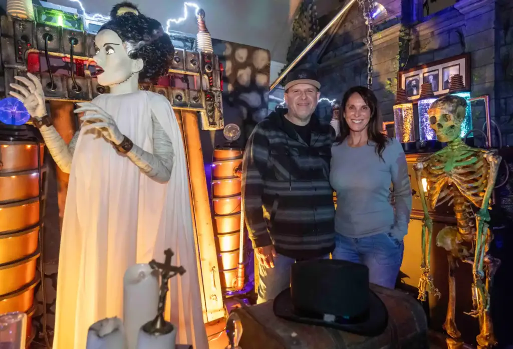 Mike and Dawn Stanley, who started a Halloween decoration fundraiser...