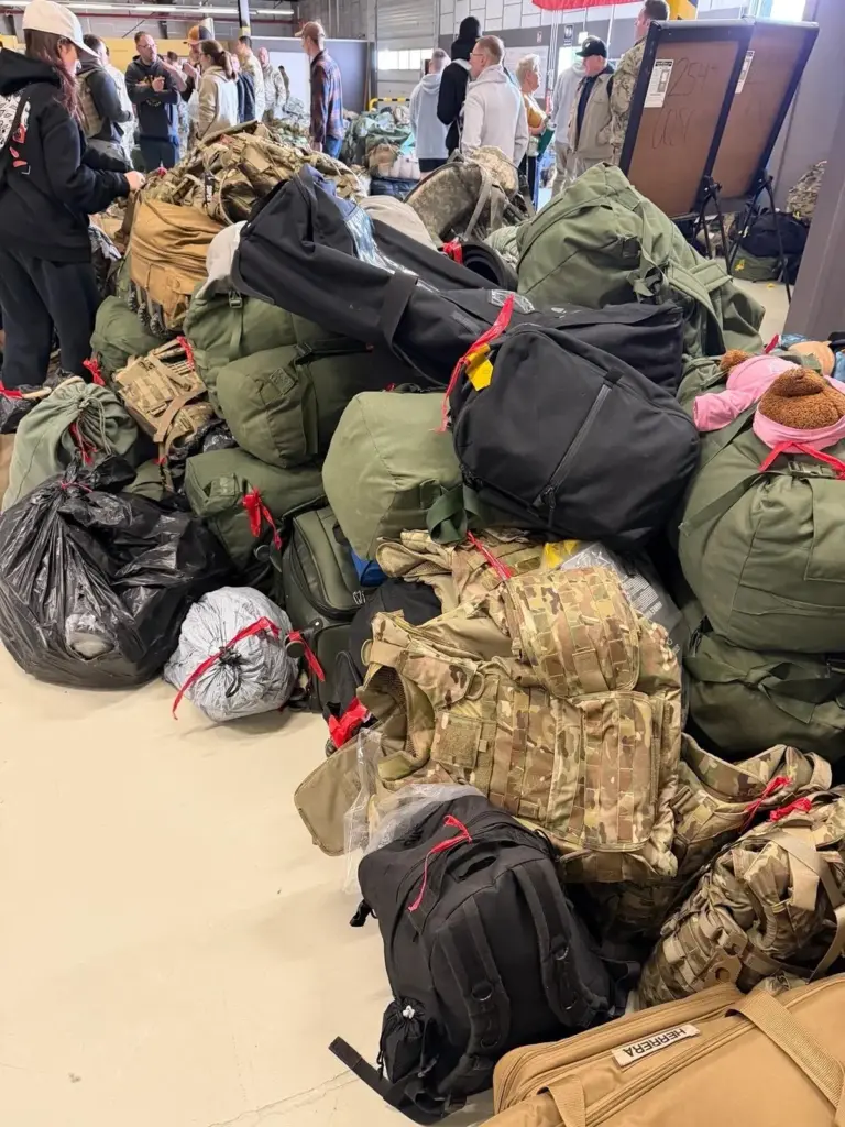 In this photo obtained by The Associated Press, personal bags...