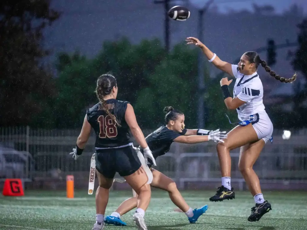 Sierra Canyon quarterback Makena Cook (0) throws the ball during...