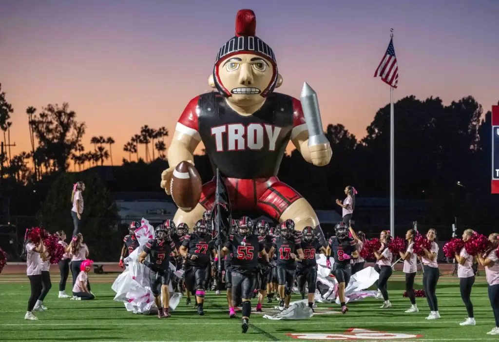 The Troy Warriors take the field for a Delta League...