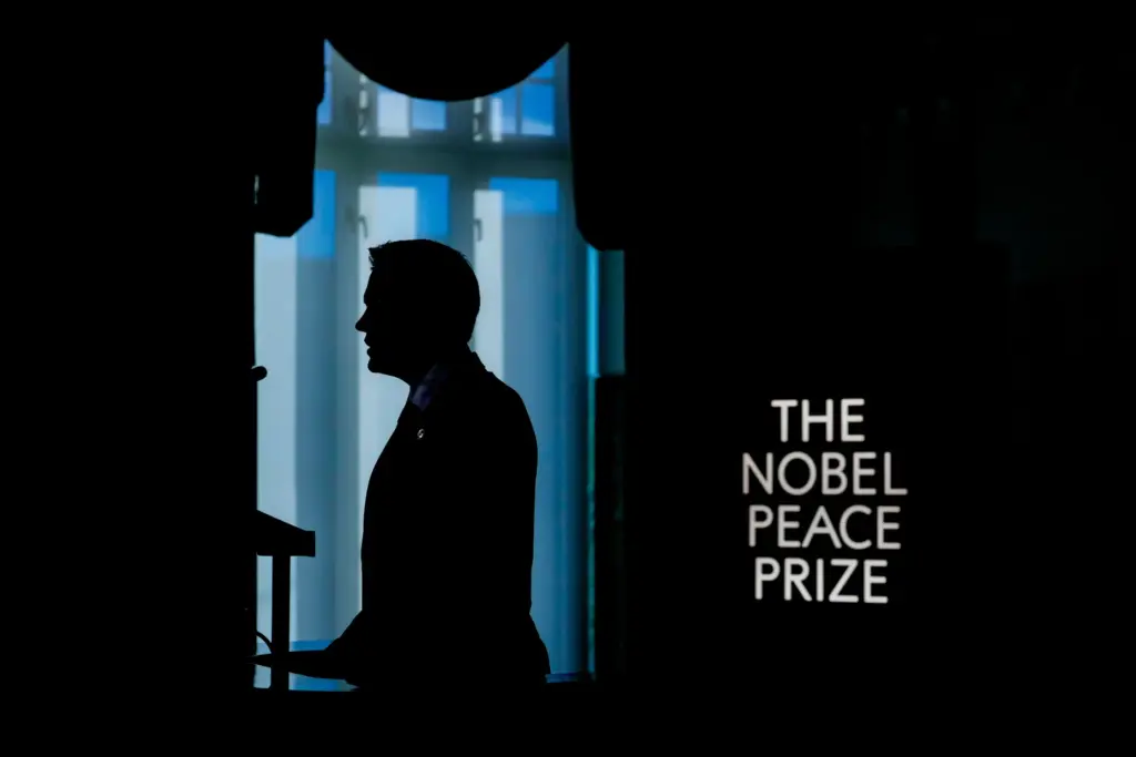 The Chairman of the Nobel Committee, JÃ¸rgen Watne Frydnes, announces the Nobel Peace Prize winner.