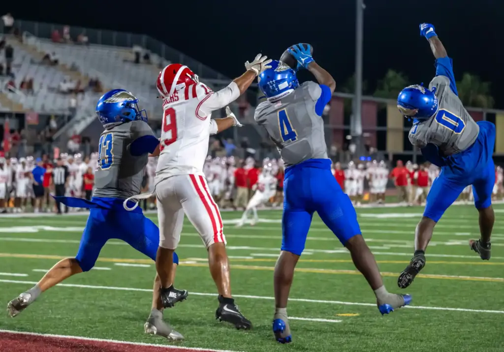 Santa Margarita safety Jayden Jack (4) makes an interception in...