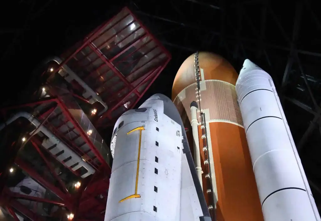 The Space Shuttle Endeavour’s new âReady-to-Launch” display at the Discovery...