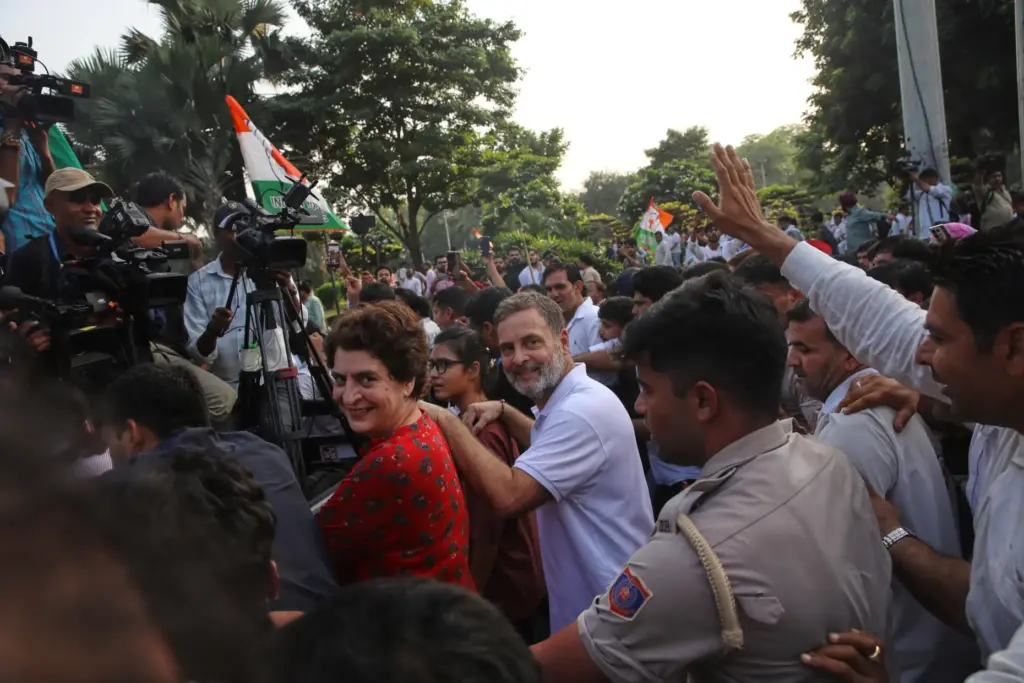 India's opposition Congress party leader Rahul Gandhi and his sister, fellow lawmaker Priyanka Gandhi Vadra.