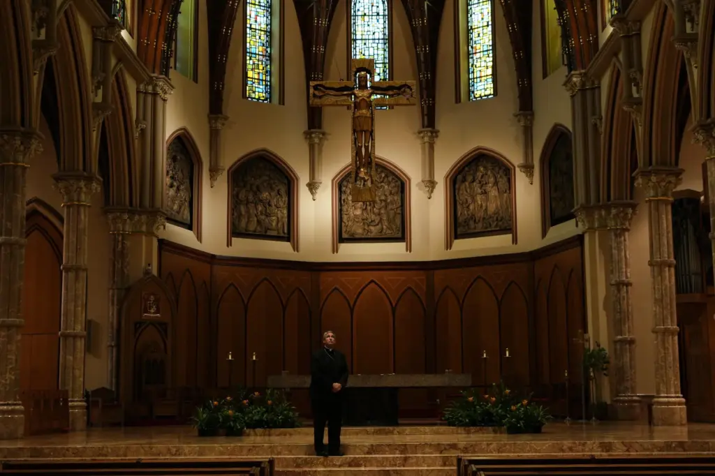 Bishop Lawrence Sullivan, vicar general of the Chicago archdiocese, poses...