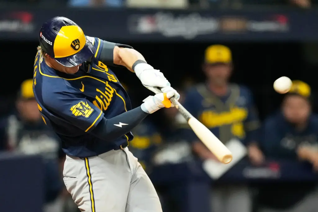 The Milwaukee Brewers’ Cooper Pratt hits a tiebreaking solo home...