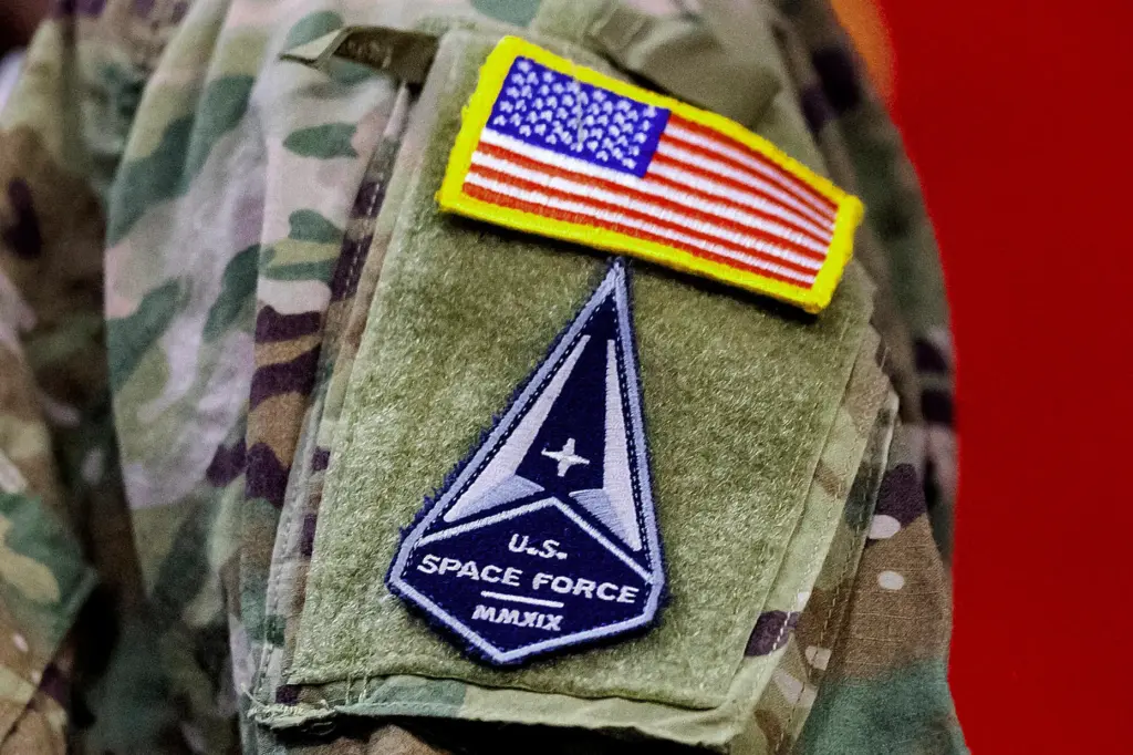FILE – A solider wears a U.S. Space Force uniform...