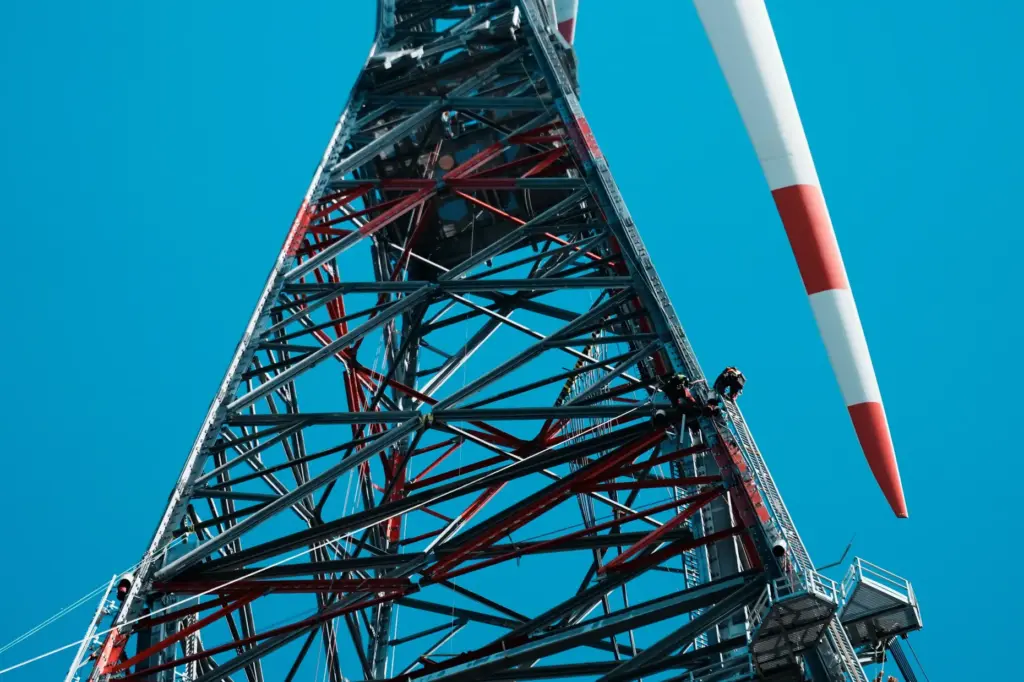 A newly constructed wind turbine stands in Schipkau, Germany.