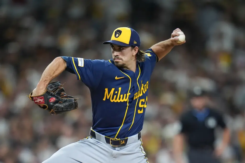 Milwaukee Brewers starting pitcher Robert Gasser throws against the San...