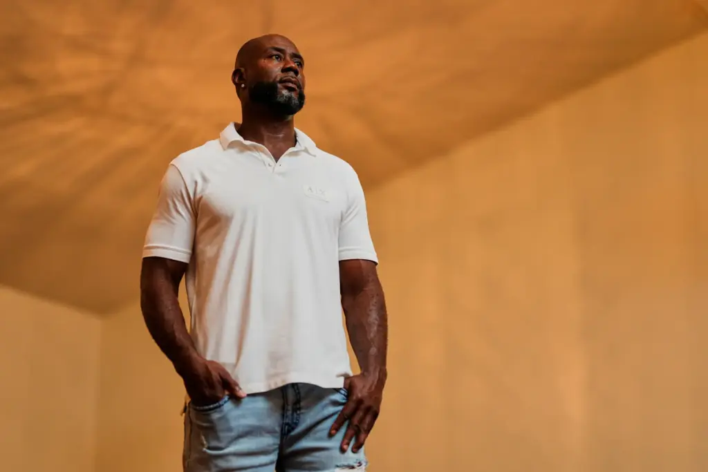 Patrick Dewayne Smith poses for a portrait at his church...