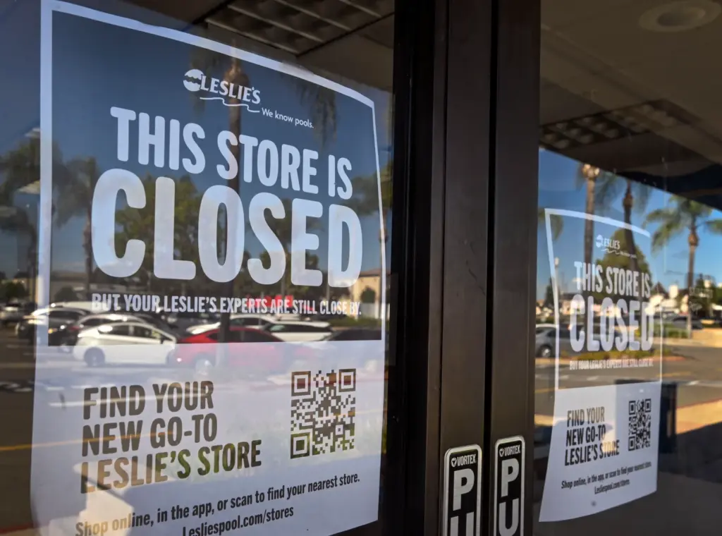 Leslieâs Pool Supplies in Tustin sits empty on Monday, October...