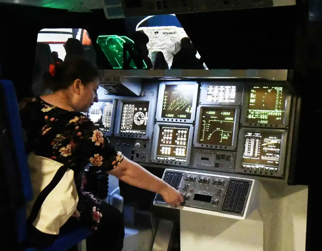 The cockpit of Endeavour on display as the California Science...