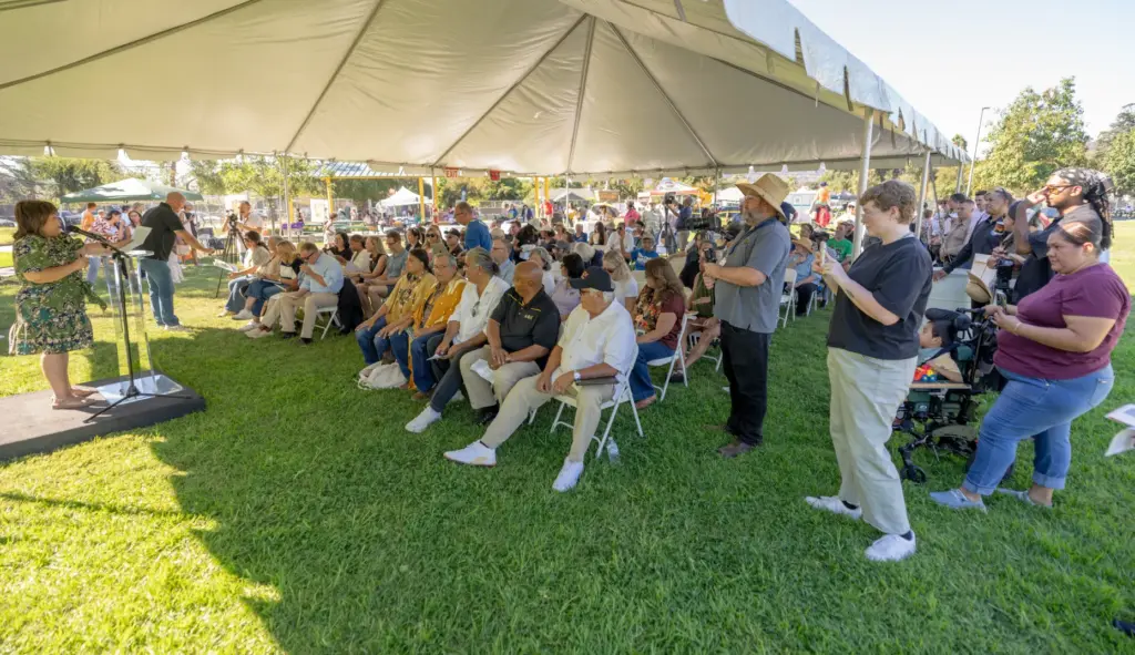 Mika Yamamoto speaks during a groundbreaking celebration for a new...