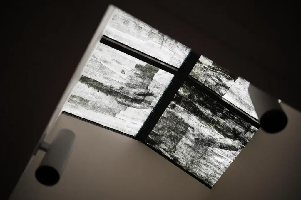 A skylight is painted over to reduce the temperature in...