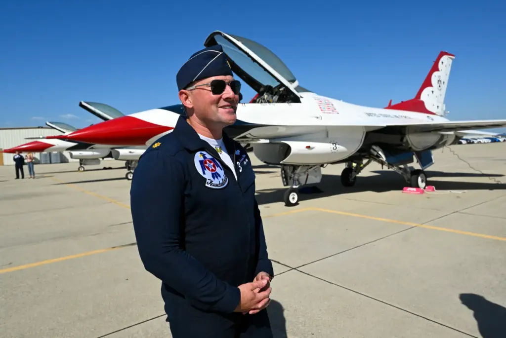 United States Air Force Thunderbird pilot Major Brandon âCrimeâ Maxson...