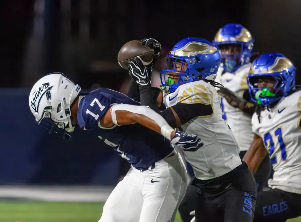 Santa Margarita defensive back Rayshawn Brandon intercepts a pass intended...