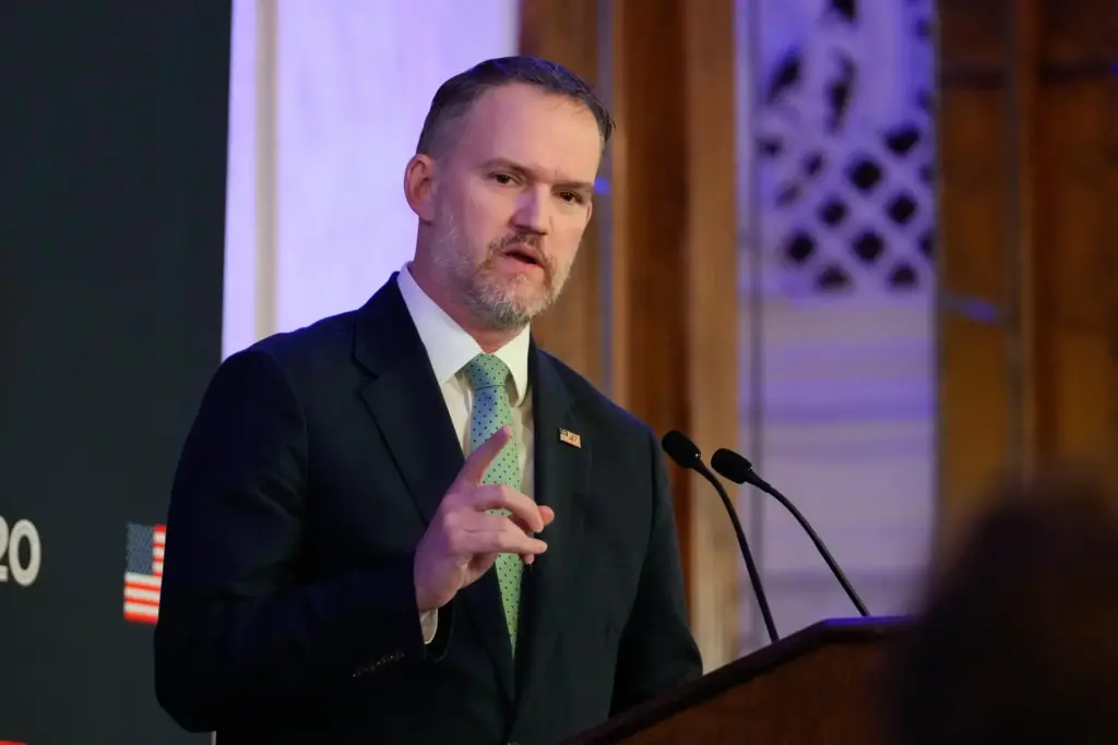 U.S. Trade Representative Jamieson Greer speaks during a press conference...