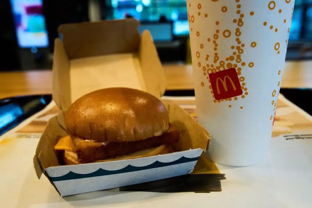 A McDonald’s Filet-O-Fish sandwich, made from Alaskan pollock, sits on...